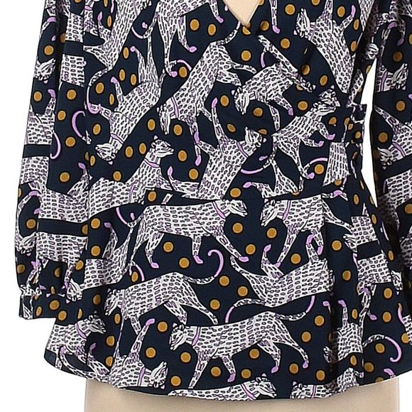 🎁 50% OFF Bundles 🎁 NWT Kate Spade Panther Dot Wrap Blouse Size 8 - Picture 5 of 9